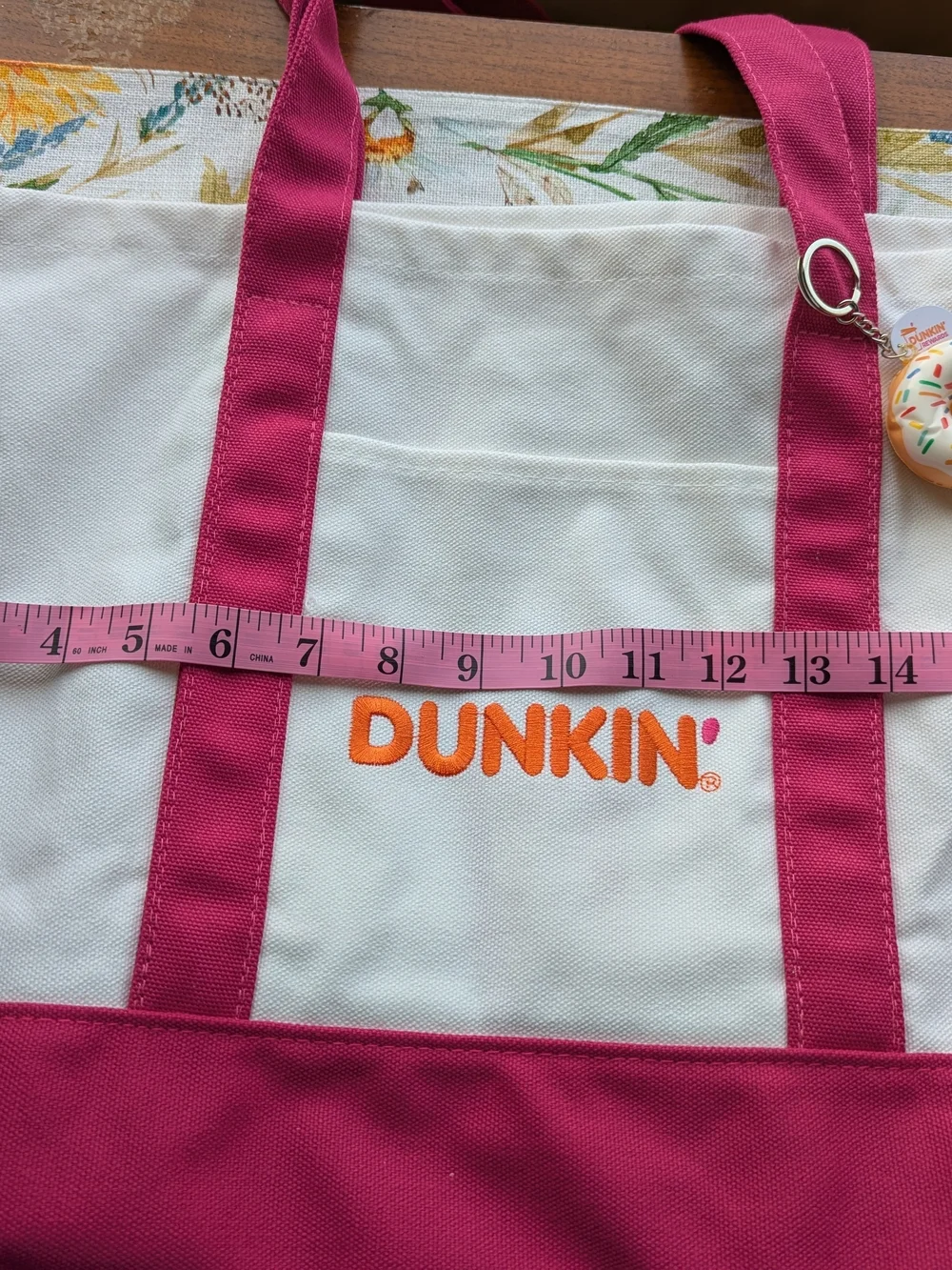 Dunkin' Two-Tone Cream and Pink Canvas Tote